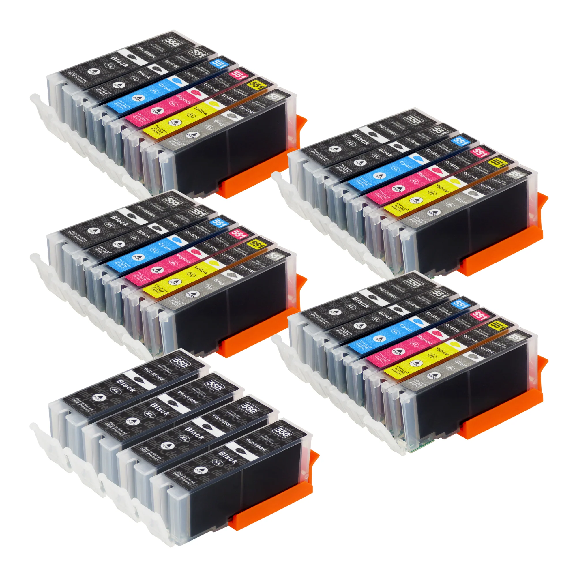 Kompatibel Canon PGI-550XL/CLI-551XL Druckerpatronen Multipack (12 Schwarz + 12 Farben + 4 Grau)